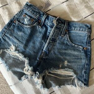 Levi's Ripped Blue Jean Shorts